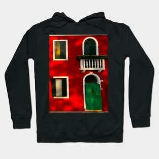 Red And Yellow Traditional Italian Houses In Burano Village Hoodie